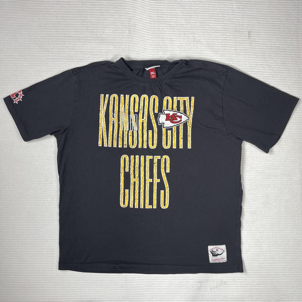 Kansas City Chiefs Shirt Mens 2XL Black NFL Football Mitchell & Ness Throwbacks